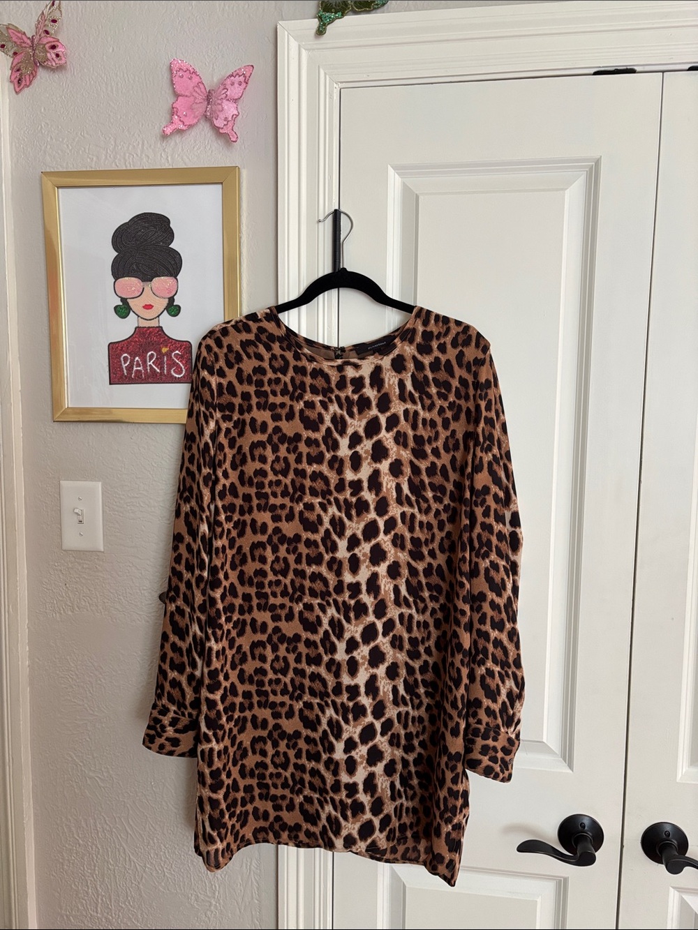 Olivaceous Leopard Print Long Sleeve Dress